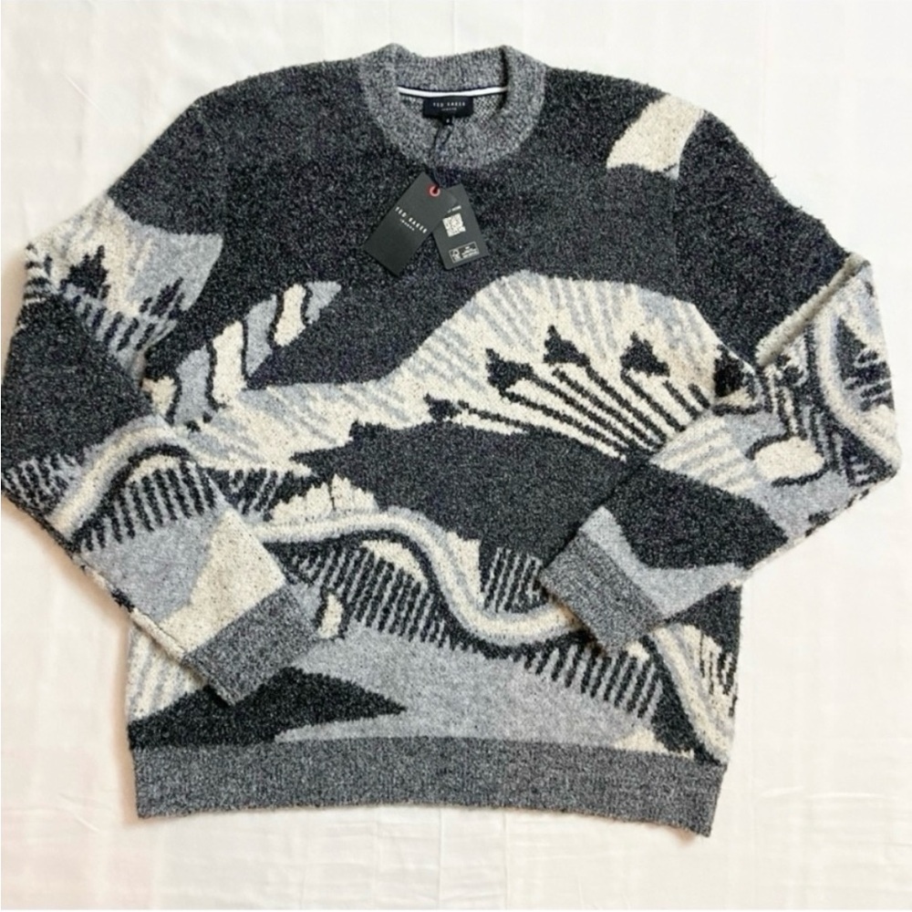 Ted Baker London NEW Men's Pipit Woollen Jumper Gray Sweater Ted Size 5/US XL